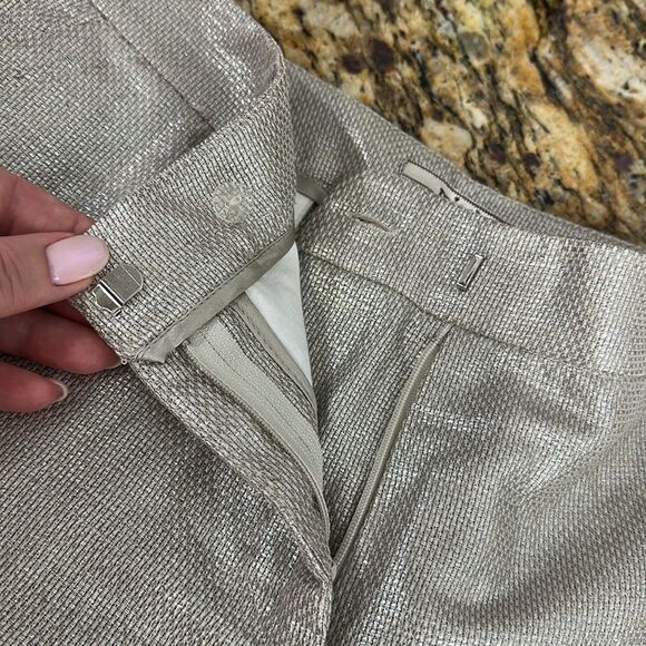 Mint Linen Cotton Silver Shimmer Mid Rise Shorts With Pockets Size 6 - Picture 7 of 10